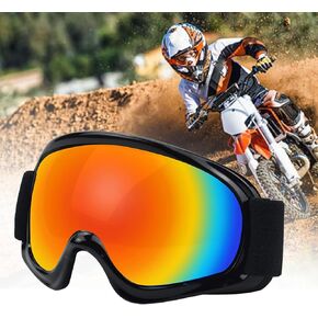 Kids Dirt Bike Goggles Impact-Resistant Adjustable Child Youth ATV Motorcycle Off-Road Riding Motocross Racing Cycling Goggles Glasses for Boys & Girls (Green)