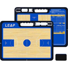 LEAP Coach Board Premium Tactical Clipboard Two Sides with Full & Half Court Dry Erase Marker Board for Basketball, Baseball, Soccer, Football, Hockey
