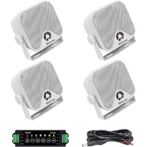 Herdio 4 Inch 240W Boat Marine Bluetooth Speakers Waterproof Outdoor Speakers for Golf Cart ATV UTV RZR Camper Tractor Boat Truck Jeep Courtyard Powersports,2 Pairs (Black)
