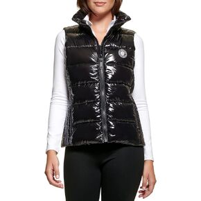 DKNY Womens Sport Super Wet Cire Puffer Down Vest, Black, Medium US