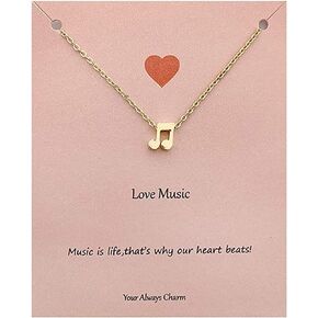 Music Note Necklace for Women Music Festival Outfits Women Music Lovers Gifts for Women With Meaning Card in Kuwait