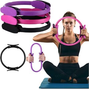 Syhood 3 Pilates Ring 11.81 Inch Pilates Circle Lightweight Flexible Workout Rings Pilates Equipment for Fitness Home Workouts Resistance Exercise Toning Thighs Arms Legs Core, Black, Purple, Pink