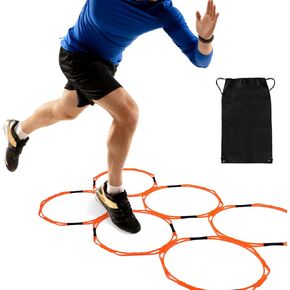 Hikeen Octagonal Agility Rings, Speed Rings, Youth Agility Footwork Training and Speed Hurdles Ladder, Fitness Equipment Sport Workout for Soccer, Home Gym, 6 Firm Rings Set