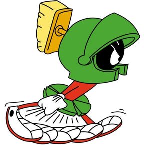 Marvin The Martian Runing OriginalStickers0478 Set of Two (2X) Stickers , Laptop , Car , Truck , Size 4 inches on Longer Side