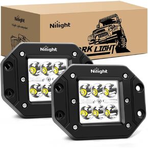 Nilight - NI23C-18W 2PCS 18W Spot LED Work Light Driving Lights Led Light Bar Off Road Led Lights Flush Mount for Jeep Truck Tacoma Bumper ATV UTV,2 Years Warranty