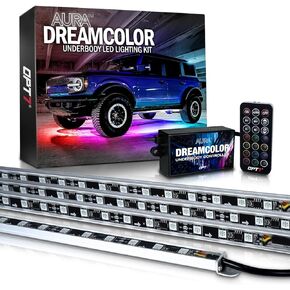 OPT7 Aura Dreamcolor Underglow Chasing Lights w/Wireless Remote, Waterproof Rigid Aluminum LED Light Bar, Exterior Neon Accent Underbody RGB-IC Light Kit, Multi Colors Mode, for Car Truck RV, 12V