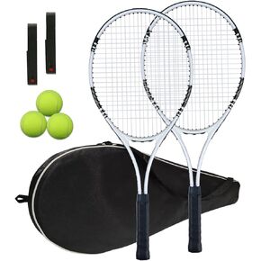Tennis Rackets 2 Players Recreational for Adult,Lightweight Tennis Racquets for Beginner Student Training,Tennis Racket Set with Carrying Cover Bag,Grip Tapes,Tennis Balls