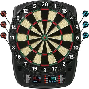Electronic Dart Board, Soft Tip Dartboard Set 40 Games, 427 Variants Digital Electric Dart Boards with Colorful LED, 6 Darts, 100 Tips, Power Adapter