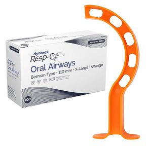 Dynarex Berman Oral Airway Assist Device - Disposable Airway Adjuncts - Slotted Sides, Midway Opening, Color-Coded Bite Lock - 110mm Adult, 100-Count