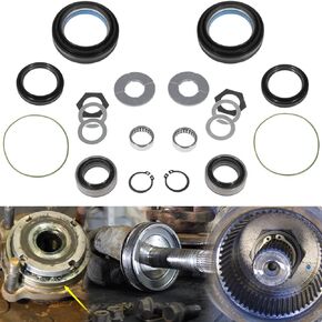 Outer Axle Knuckle Tube Dust Seal & Inner Tube Seal & Needle Bearing & Snap Ring & Thrust Washer Seals Kit for 1998-2004 Ford Super Duty Excursion F250 F350 F450 F550 with Dana 50 60 Front Axle