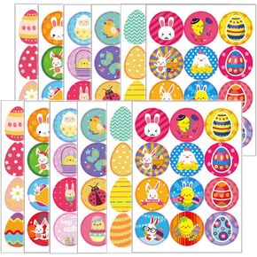 Easter Gift Tags Stickers, Easter Theme Stickers, 72 Designs, Self Adhesive Tag Stickers, Novelty Assorted Easter Bunny Eggs Stickers Easter Decorative Present Labels