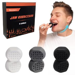 Jaw Exerciser for Men & Women – 3 Resistance Levels (6 pcs) Silicone Jawline Exerciser Tablets – Powerful Jaw Trainer for Beginner, Intermediate & Advanced Users (A)