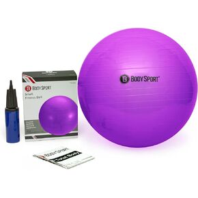 Body Sport Exercise Ball with Pump for Home, Gym, Balance, Stability, Pilates, Core Strength, Stretching, Yoga, Fitness Facilities, Desk Chairs