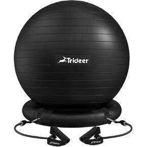 Trideer Ball Chair Yoga Ball Chair Exercise Ball Chair with Base & Bands for Home Gym Workout Ball for Abs, Stability Ball & Balance Ball Seat to Relieve Back Pain