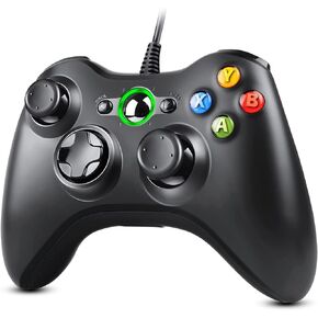 Xbox 360 Controller, USB Wired Gamepad Joystick with Improved Dual Vibration and Ergonomic Design for Microsoft Xbox 360 & Slim & PC Windows 7/8/10(Black)