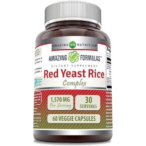 Amazing Formulas Red Yeast Rice Complex | 1570 Mg Per Serving | 120 Veggie Capsules | with Alpha Lipoic Acid, CoQ10, Milk Thistle Extract | Made in USA