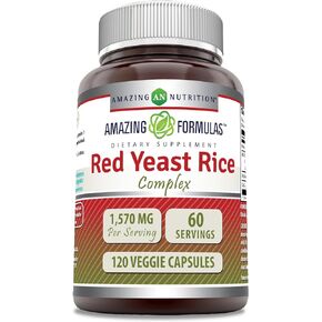 Amazing Formulas Red Yeast Rice Complex | 1570 Mg Per Serving | 120 Veggie Capsules | with Alpha Lipoic Acid, CoQ10, Milk Thistle Extract | Made in USA