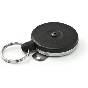 KEY-BAK Industrial Retractable Reel with 48" Kevlar Cord, Steel Bracket Back, Black Front, Split Ring