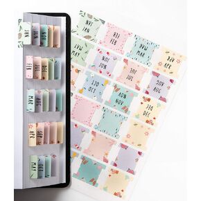 DiverseBee Laminated Planner - 24 Peel and Stick Tabs (12 Month, 12 Blank), Calendar Dividers (Rose)