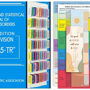 2022 New DSM-5-TR Index Tabs, Color-Coded and Laminated DSM-V TR Tabs, Including 18 Blank Ones, with Alignment Guide and Bookmark