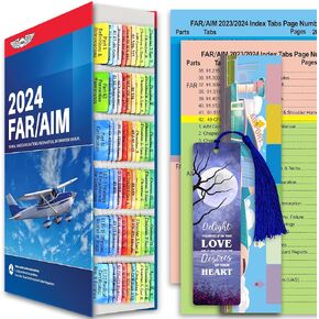 FAR AIM 2024/2023 Index Tabs, Color-Coded Tear-Resistant and Laminated Tabs with Bookmark, Placement Template and Index tabs Page Numbers, Compatible with Private Pilot(No Book)