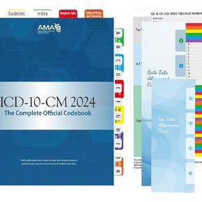 علامات تبويب الفهرس لـ ICD-10-CM 2024 كتاب الرموز الرسمي الكامل - سهولة التنقل لكتب الترميز الطبي (لإصدار AMA) in Kuwait