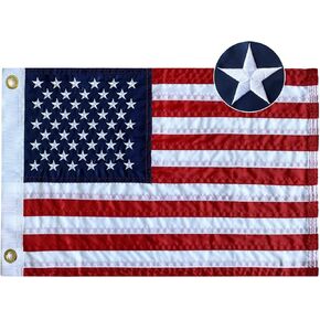 Mosprovie US Boat Flag 12x18 - Embroidered Stars American Boat Marine Flags Durable Polyester Sewn Stripes Nautical Flag for Boat Cabin Flags With 2 Brass Grommets