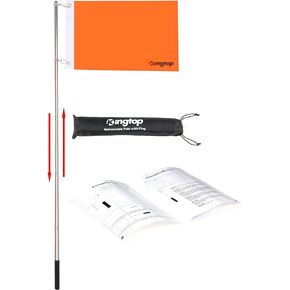 KINGTOP Orange Boating Flag, 12" x 18" Flags, 48inch Telescopic Pole with Storage Bag, Universal Safety Skier Down Flag, Watersports, Tubing, Bike, Kayak Safety and Golf Cart Flag