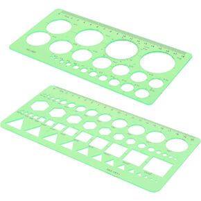 Circle Template & Geometric Drawings Templates Scale Drafting Stencils for Artist Design Drawing Aids Geometry Measuring Ruler for Studying, Designing, Office School Building Formwork 2 Pack