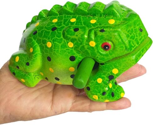 Cozinest متوسط ​​6 بوصة ضفدع خشبي Guiro Rasp قرع آلة موسيقية لهجة كتلة خشبية أدوات قرع يدوية منتجات من تايلاند Lucky Frog لديكور المنزل والمكتب (بني) in Kuwait