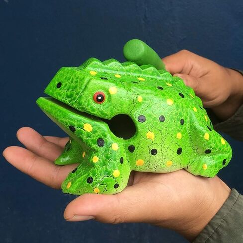 Cozinest متوسط ​​6 بوصة ضفدع خشبي Guiro Rasp قرع آلة موسيقية لهجة كتلة خشبية أدوات قرع يدوية منتجات من تايلاند Lucky Frog لديكور المنزل والمكتب (بني) in Kuwait