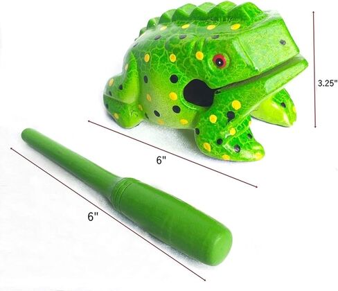 Cozinest متوسط ​​6 بوصة ضفدع خشبي Guiro Rasp قرع آلة موسيقية لهجة كتلة خشبية أدوات قرع يدوية منتجات من تايلاند Lucky Frog لديكور المنزل والمكتب (بني) in Kuwait