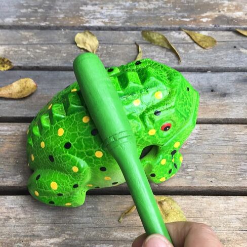 Cozinest متوسط ​​6 بوصة ضفدع خشبي Guiro Rasp قرع آلة موسيقية لهجة كتلة خشبية أدوات قرع يدوية منتجات من تايلاند Lucky Frog لديكور المنزل والمكتب (بني) in Kuwait