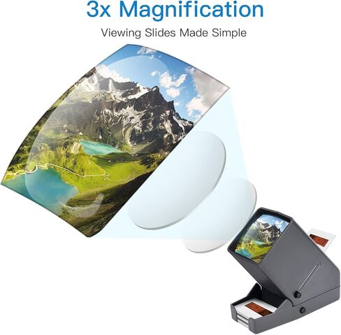 عارض شرائح وأفلام مقاس 35 مم، عارض سلبي، عرض مضاء بإضاءة LED على سطح المكتب، تكبير 3X، يعمل بمنفذ USB in Kuwait
