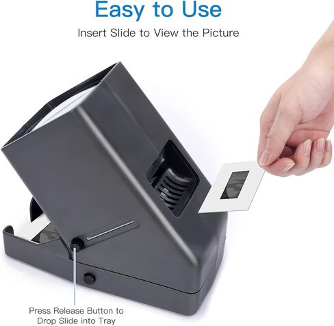 عارض شرائح وأفلام مقاس 35 مم، عارض سلبي، عرض مضاء بإضاءة LED على سطح المكتب، تكبير 3X، يعمل بمنفذ USB in Kuwait