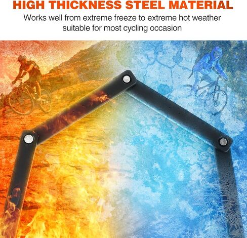 قفل دراجة قابل للطي من فاليو ماكس، قفل آمن عالي التحمل مضاد للسرقة، مع مفتاحين من الفولاذ المقاوم للصدأ ودعامة تثبيت للدراجات/الدراجات النارية/الدراجات البخارية/الأبواب القابلة للطي، لون أسود in Kuwait