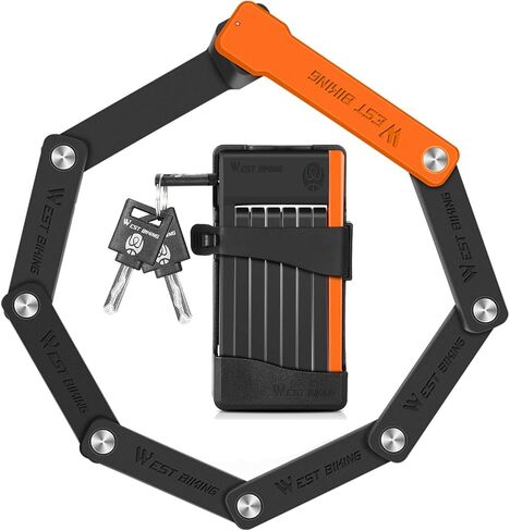قفل دراجة مدمج قابل للطي، قفل سلسلة دراجات مضاد للسرقة، مع 3 مفاتيح ودعامة تثبيت، قفل دراجة كهربائية أمان فولاذي خاص، 24.8 بوصة، للدراجات البخارية، والأبواب القابلة للطي in Kuwait