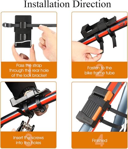 قفل دراجة مدمج قابل للطي، قفل سلسلة دراجات مضاد للسرقة، مع 3 مفاتيح ودعامة تثبيت، قفل دراجة كهربائية أمان فولاذي خاص، 24.8 بوصة، للدراجات البخارية، والأبواب القابلة للطي in Kuwait