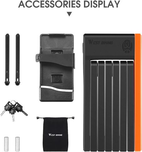 قفل دراجة مدمج قابل للطي، قفل سلسلة دراجات مضاد للسرقة، مع 3 مفاتيح ودعامة تثبيت، قفل دراجة كهربائية أمان فولاذي خاص، 24.8 بوصة، للدراجات البخارية، والأبواب القابلة للطي in Kuwait