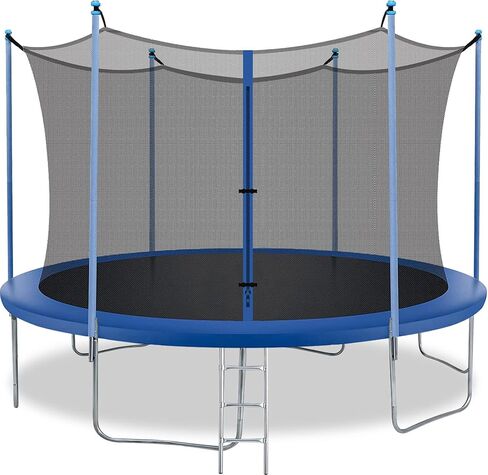8FT 10FT 12FT 14FT Trampoline with Enclosure Net Outdoor Jump Rectangle Trampoline - ASTM Approved-Combo Bounce Exercise Trampoline PVC Spring Cover Padding for Kids and Adults in Saudi Arabia