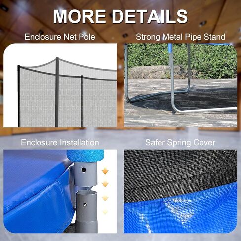 8FT 10FT 12FT 14FT Trampoline with Enclosure Net Outdoor Jump Rectangle Trampoline - ASTM Approved-Combo Bounce Exercise Trampoline PVC Spring Cover Padding for Kids and Adults in Saudi Arabia