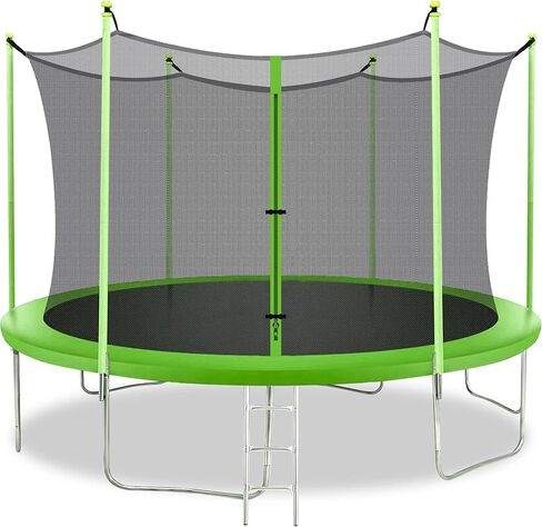 8FT 10FT 12FT 14FT Trampoline with Enclosure Net Outdoor Jump Rectangle Trampoline - ASTM Approved-Combo Bounce Exercise Trampoline PVC Spring Cover Padding for Kids and Adults in Kuwait