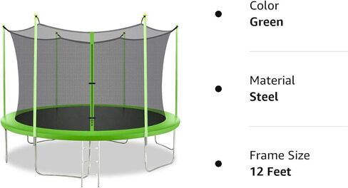 8FT 10FT 12FT 14FT Trampoline with Enclosure Net Outdoor Jump Rectangle Trampoline - ASTM Approved-Combo Bounce Exercise Trampoline PVC Spring Cover Padding for Kids and Adults in Kuwait