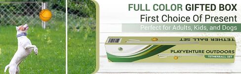 PlayVenture Outdoors Tetherball Rope Set with Pole for Adults, Kids, Dog - Heavy Duty Steel Pole, Natural Rubber Ball, Adjustable Rope, Air Pump. Portable Fun for Outdoors, Backyard in Kuwait