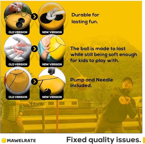 مجموعة كرة وحبل Tetherball - لعبة مثالية في الهواء الطلق للأطفال - كرة ناعمة - حبل قابل للاستبدال - متعة محمولة للحديقة والفناء الخلفي - قم بتوصيل كرة Tetherball إلى أي عمود أو شجرة بمشبك - قطعة واحدة in Kuwait