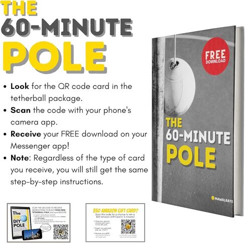 مجموعة كرة وحبل Tetherball - لعبة مثالية في الهواء الطلق للأطفال - كرة ناعمة - حبل قابل للاستبدال - متعة محمولة للحديقة والفناء الخلفي - قم بتوصيل كرة Tetherball إلى أي عمود أو شجرة بمشبك - قطعة واحدة in Kuwait