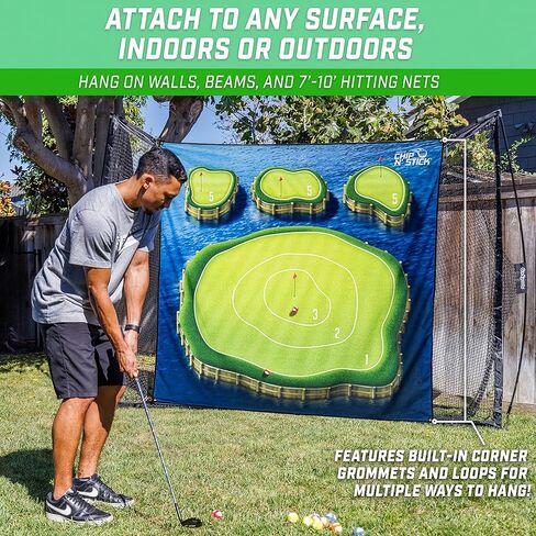 ألعاب الجولف GoSports Chip N' Stick مع كرات الجولف Chip N' Stick - أهداف كبيرة الحجم مع حصيرة التقطيع - اختر الكلاسيكية أو السهام أو الجزر in Kuwait