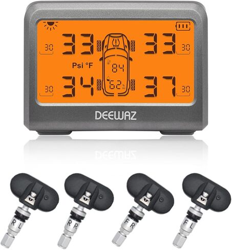 نظام مراقبة ضغط الإطارات، DEEWAZ MY77T Solar TPMS، نظام مراقبة ضغط الإطارات مع 4 أجهزة استشعار TPMS داخلية، 0-116 رطل لكل بوصة مربعة لسيارة SUV MPV بيك اب سيدان على الطرق الوعرة in Kuwait