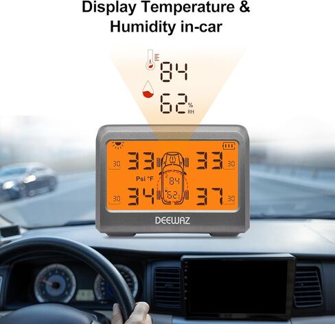 نظام مراقبة ضغط الإطارات، DEEWAZ MY77T Solar TPMS، نظام مراقبة ضغط الإطارات مع 4 أجهزة استشعار TPMS داخلية، 0-116 رطل لكل بوصة مربعة لسيارة SUV MPV بيك اب سيدان على الطرق الوعرة in Kuwait