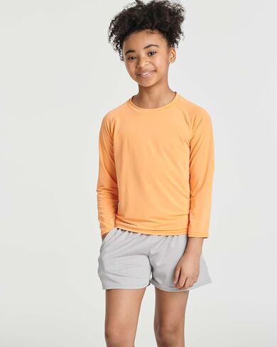 Real Essentials 4 Pack: Girls Long Sleeve Rash Guard Shirt - Swimwear UPF Sun Protection Swim Top (Ages 4-16) in Saudi Arabia